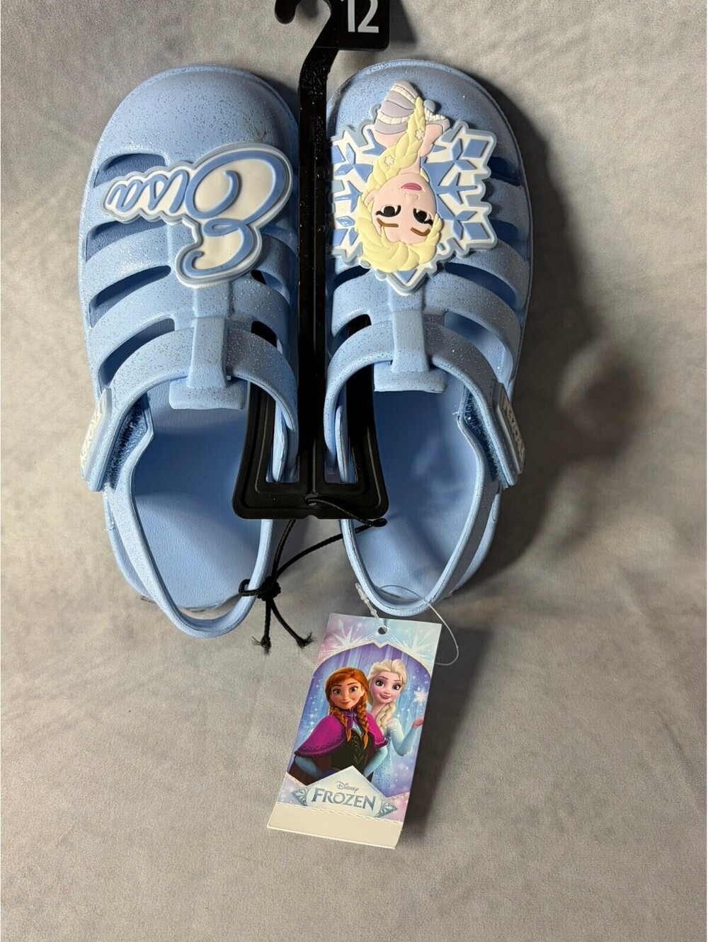 Disney Frozen Elsa Girls Fisherman Sandals Size 12 Blue Glitter NWT